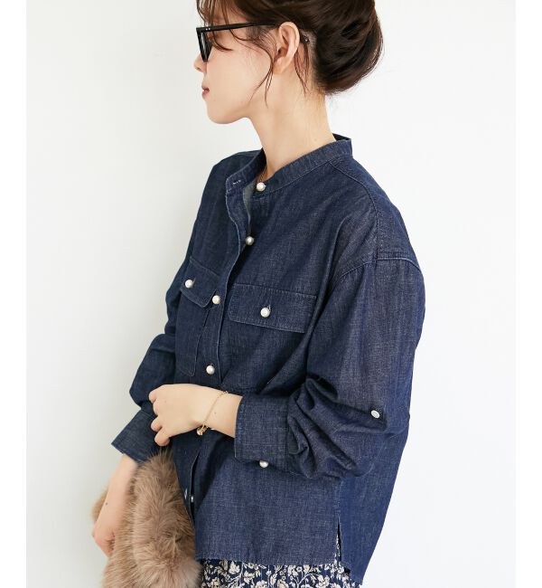  「スタンドネックパールボタンシャツ」|シャツ・ブラウス|