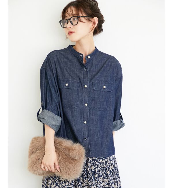  「スタンドネックパールボタンシャツ」|シャツ・ブラウス|