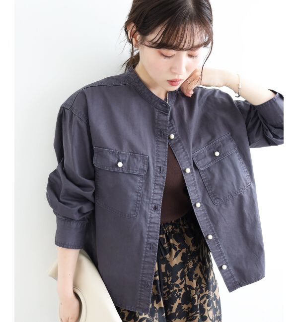  「スタンドネックパールボタンシャツ」|シャツ・ブラウス|