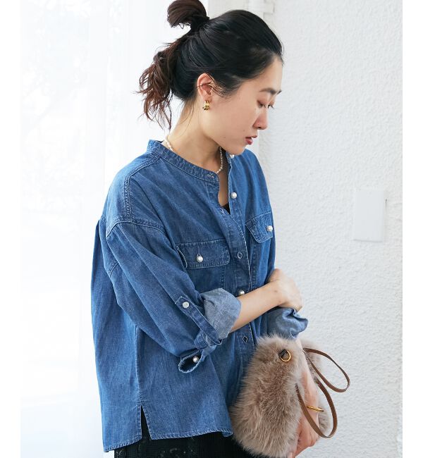  「スタンドネックパールボタンシャツ」|シャツ・ブラウス|