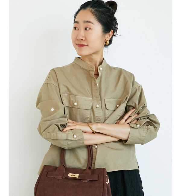  「スタンドネックパールボタンシャツ」|シャツ・ブラウス|