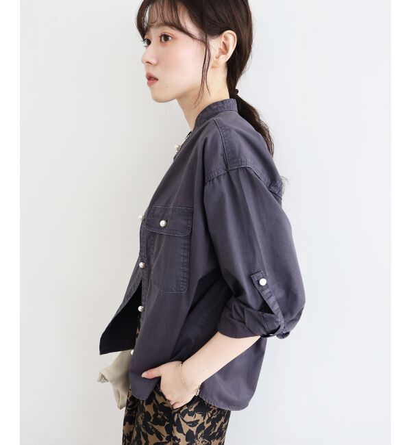  「スタンドネックパールボタンシャツ」|シャツ・ブラウス|