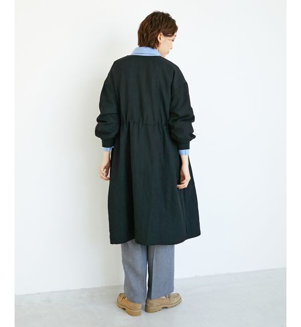  「ドロストノーカラーロングコート」|ノーカラーコート|