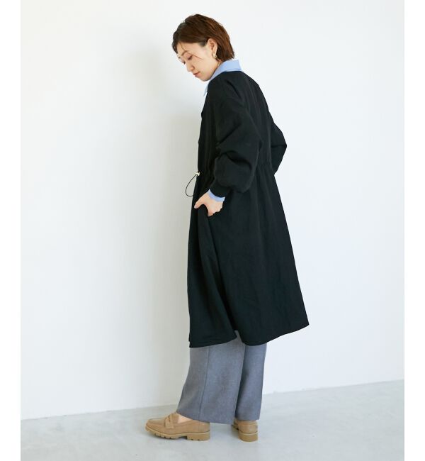  「ドロストノーカラーロングコート」|ノーカラーコート|