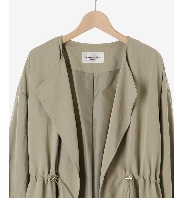  「ドロストノーカラーロングコート」|ノーカラーコート|