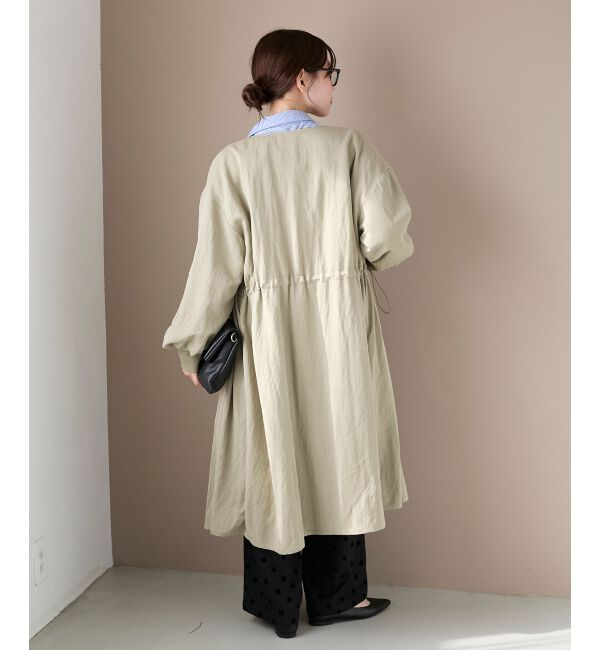  「ドロストノーカラーロングコート」|ノーカラーコート|