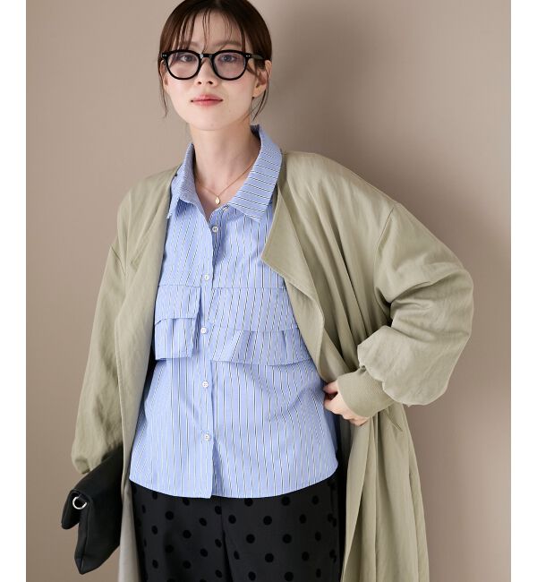  「ドロストノーカラーロングコート」|ノーカラーコート|