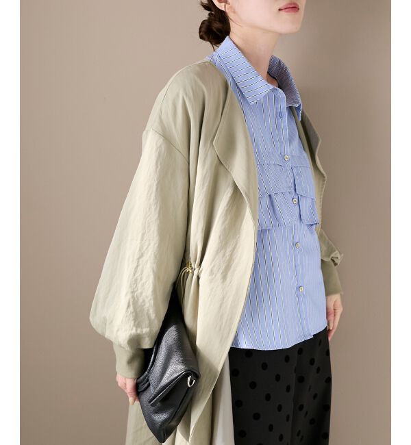  「ドロストノーカラーロングコート」|ノーカラーコート|