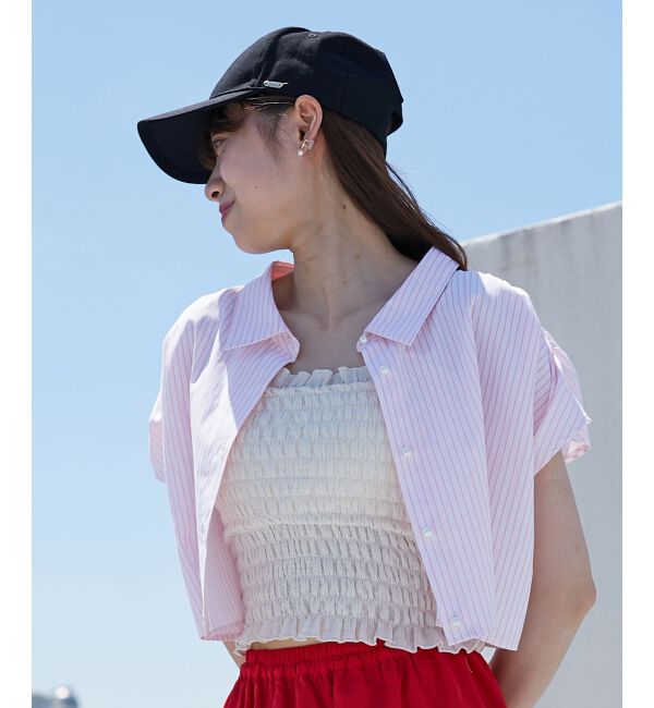 MAJESTICLEGON「パールボタンクロップドシャツ」|シャツ・ブラウス|