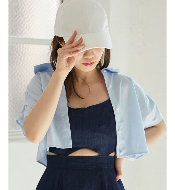 MAJESTICLEGON「パールボタンクロップドシャツ」|シャツ・ブラウス|