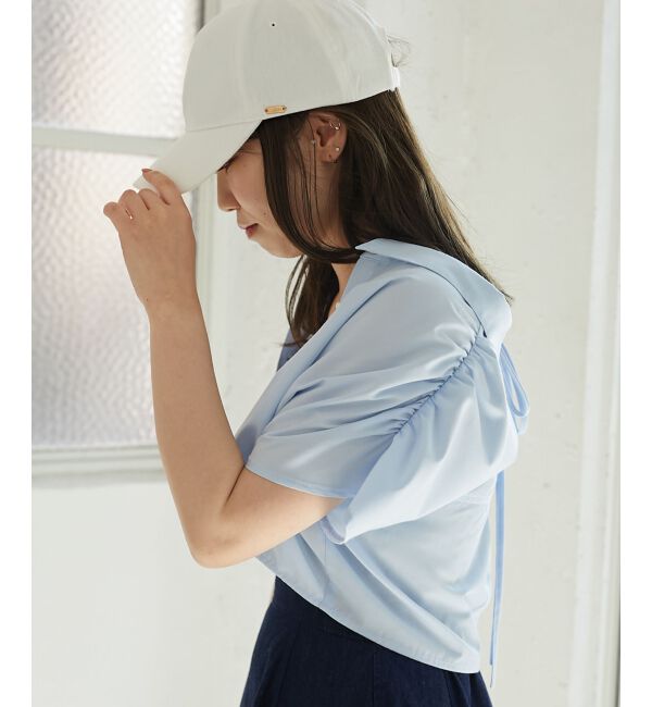 MAJESTICLEGON「パールボタンクロップドシャツ」|シャツ・ブラウス|