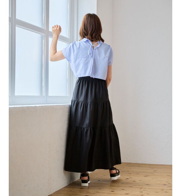 MAJESTICLEGON「パールボタンクロップドシャツ」|シャツ・ブラウス|