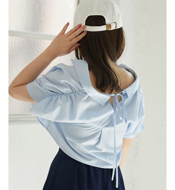 MAJESTICLEGON「パールボタンクロップドシャツ」|シャツ・ブラウス|