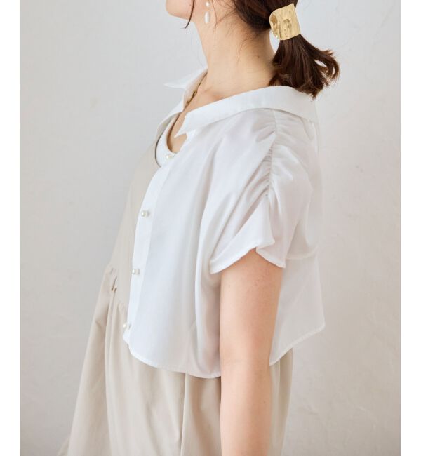 MAJESTICLEGON「パールボタンクロップドシャツ」|シャツ・ブラウス|