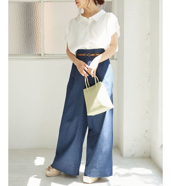 MAJESTICLEGON「パールボタンクロップドシャツ」|シャツ・ブラウス|