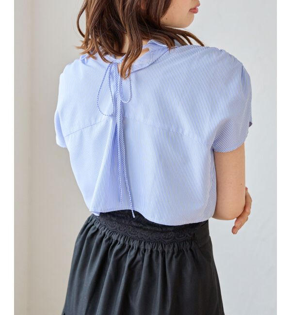 MAJESTICLEGON「パールボタンクロップドシャツ」|シャツ・ブラウス|