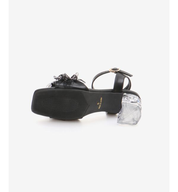  「パールクリアヒールリボンサンダル」|サンダル|
