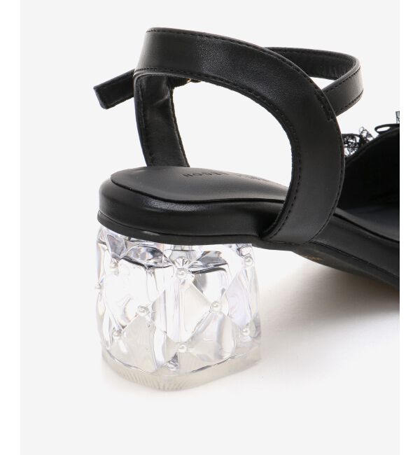  「パールクリアヒールリボンサンダル」|サンダル|