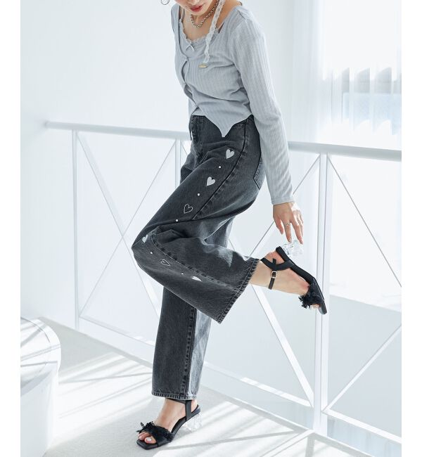  「パールクリアヒールリボンサンダル」|サンダル|