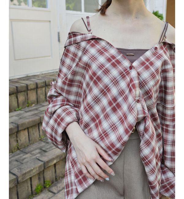  「2wayミディチェックシャツ」|シャツ・ブラウス|レッド