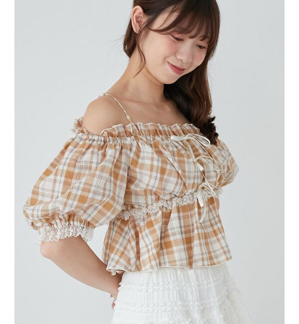  「フロントリボンオフショルブラウス」|シャツ・ブラウス|
