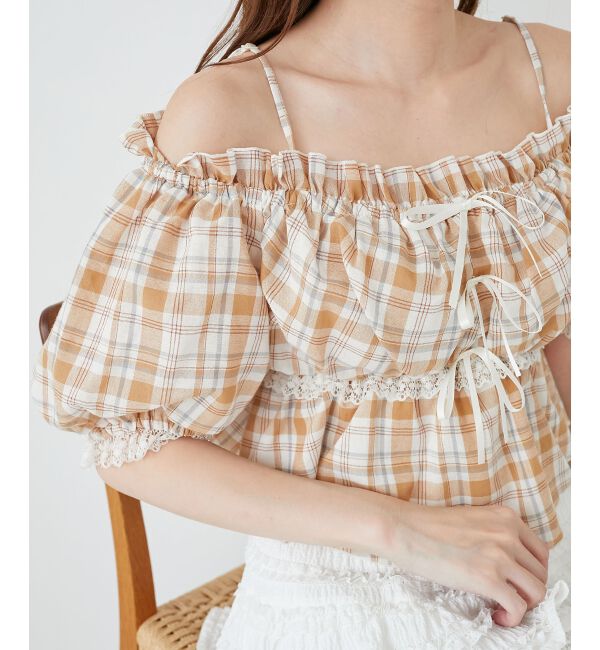  「フロントリボンオフショルブラウス」|シャツ・ブラウス|