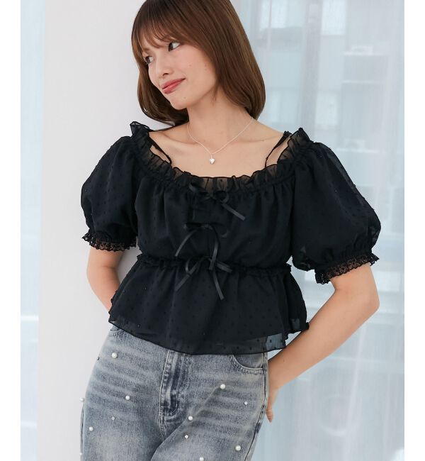  「フロントリボンオフショルブラウス」|シャツ・ブラウス|