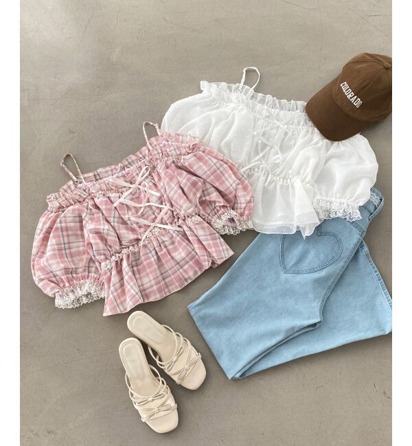  「フロントリボンオフショルブラウス」|シャツ・ブラウス|