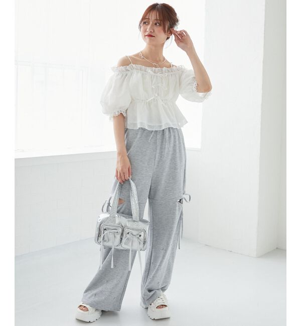  「フロントリボンオフショルブラウス」|シャツ・ブラウス|