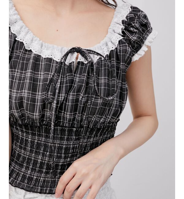  「バイカラープチフリルブラウス」|シャツ・ブラウス|