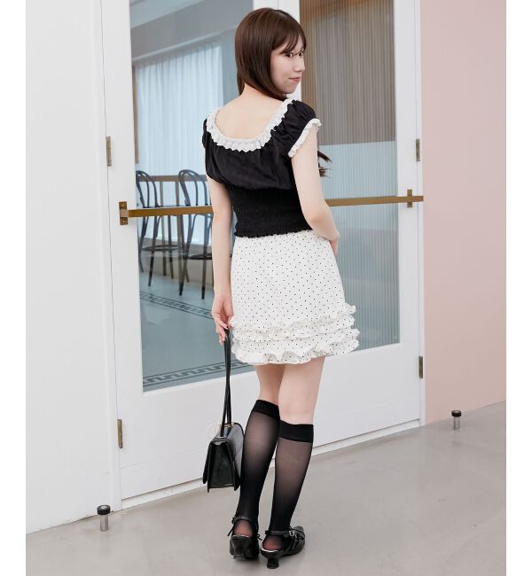  「バイカラープチフリルブラウス」|シャツ・ブラウス|