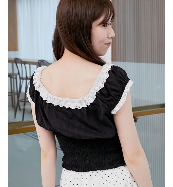  「バイカラープチフリルブラウス」|シャツ・ブラウス|