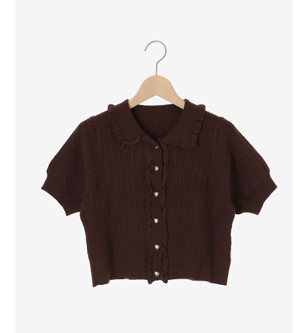  「ミニケーブルフリルニットカーデ」|カーディガン|