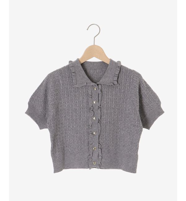  「ミニケーブルフリルニットカーデ」|カーディガン|