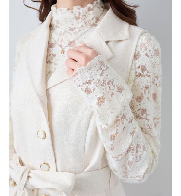  「レースハイネックトップス」|Tシャツ・カットソー|