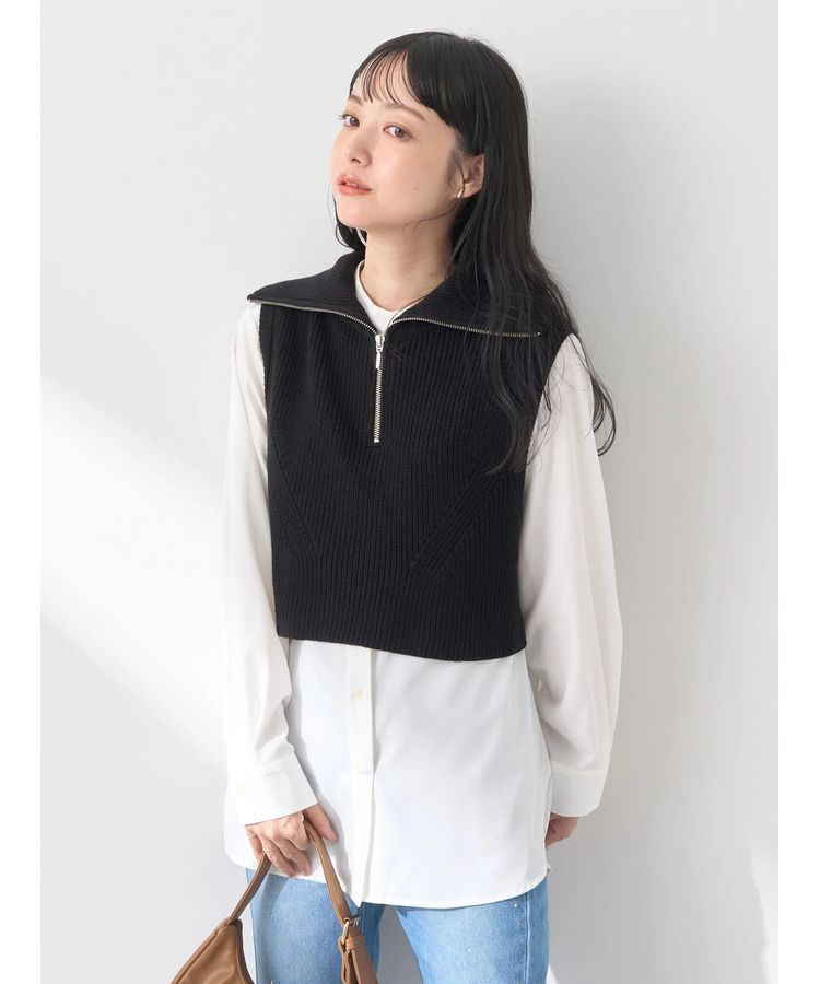 earth music&ecology「SET　Zipニットベスト+ブラウス」|ベスト・ジレ|
