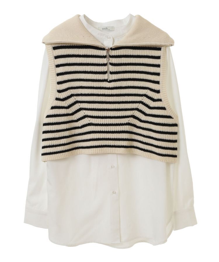 earth music&ecology「SET　Zipニットベスト+ブラウス」|ベスト・ジレ|