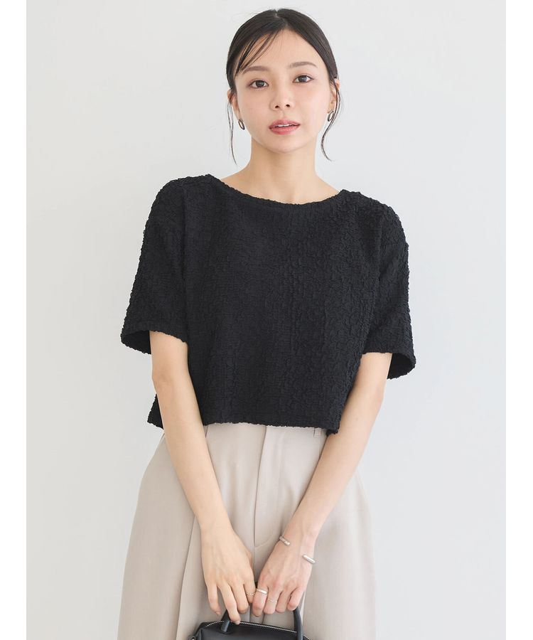 earth music&ecology「ホイップ風ジャガードプルオーバー」|Tシャツ・カットソー|Black