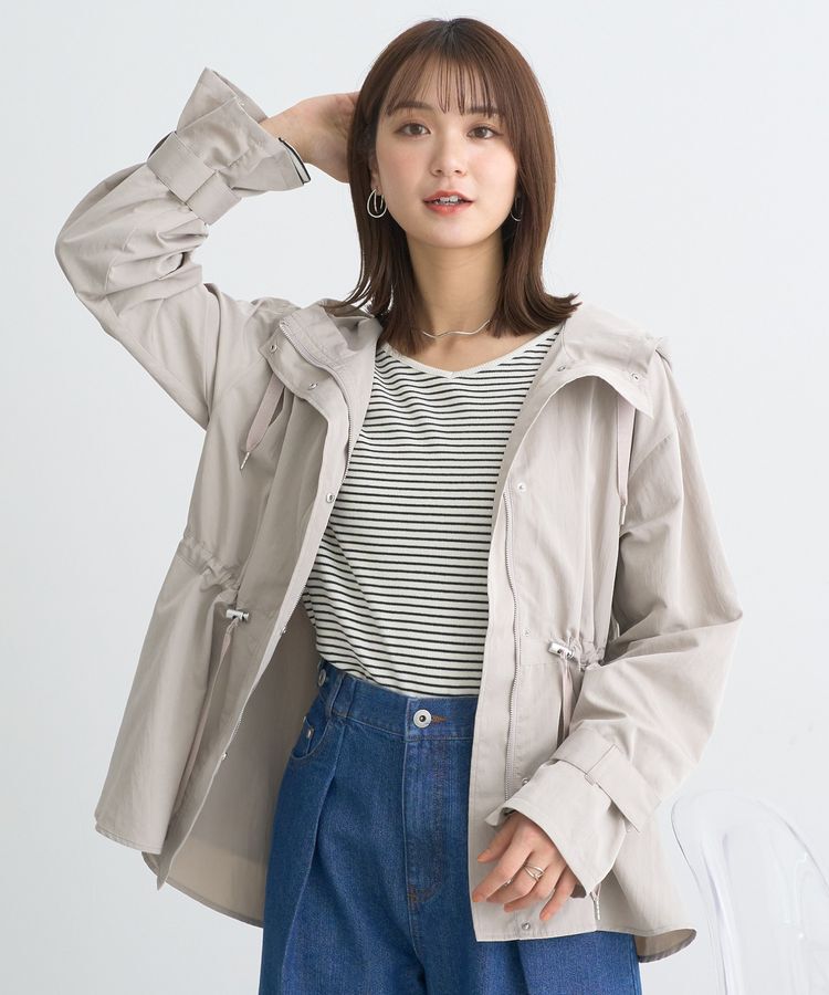 earth music&ecology「ドロストペプラムマウンテンパーカー」|ブルゾン・スタジャン|Gray Beige