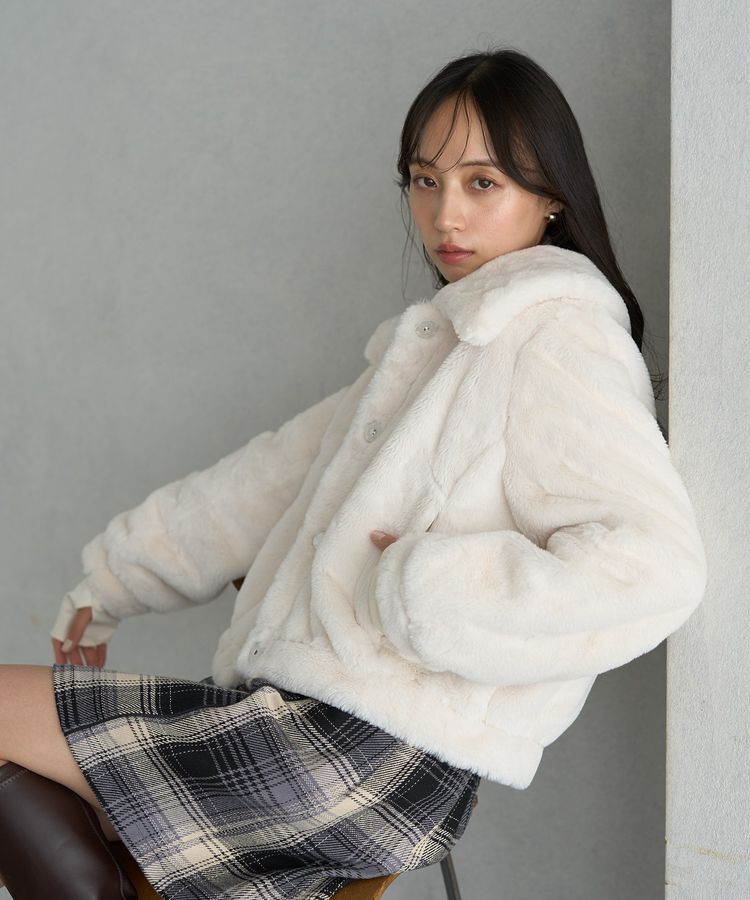 earth music&ecology「ファーショートコート」|ブルゾン・スタジャン|