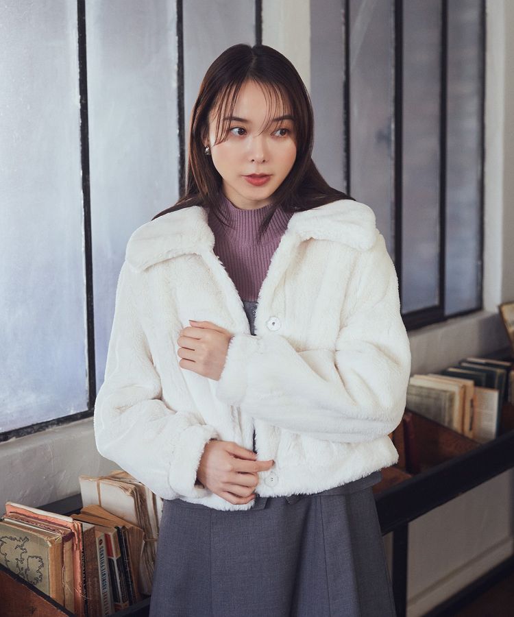 earth music&ecology「ファーショートコート」|ブルゾン・スタジャン|