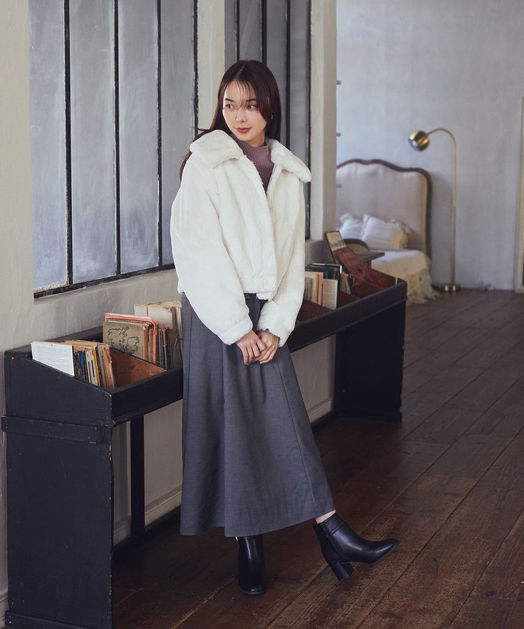 earth music&ecology「ファーショートコート」|ブルゾン・スタジャン|