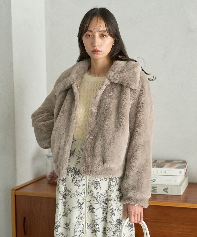 earth music&ecology「ファーショートコート」|ブルゾン・スタジャン|