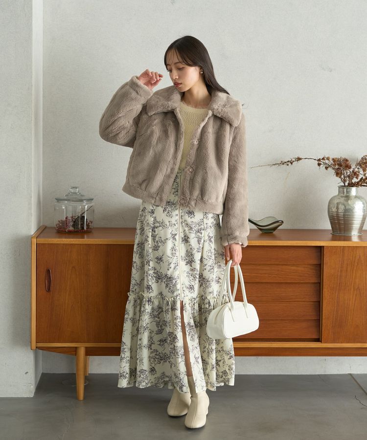 earth music&ecology「ファーショートコート」|ブルゾン・スタジャン|