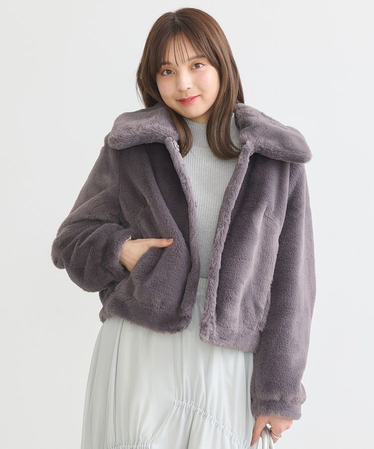 earth music&ecology「ファーショートコート」|ブルゾン・スタジャン|