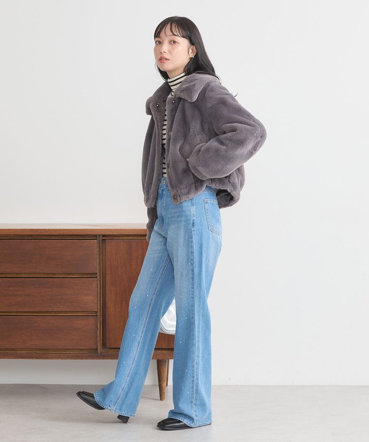 earth music&ecology「ファーショートコート」|ブルゾン・スタジャン|