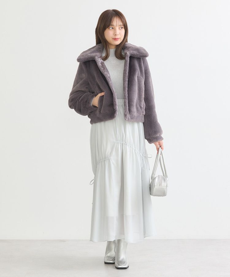 earth music&ecology「ファーショートコート」|ブルゾン・スタジャン|