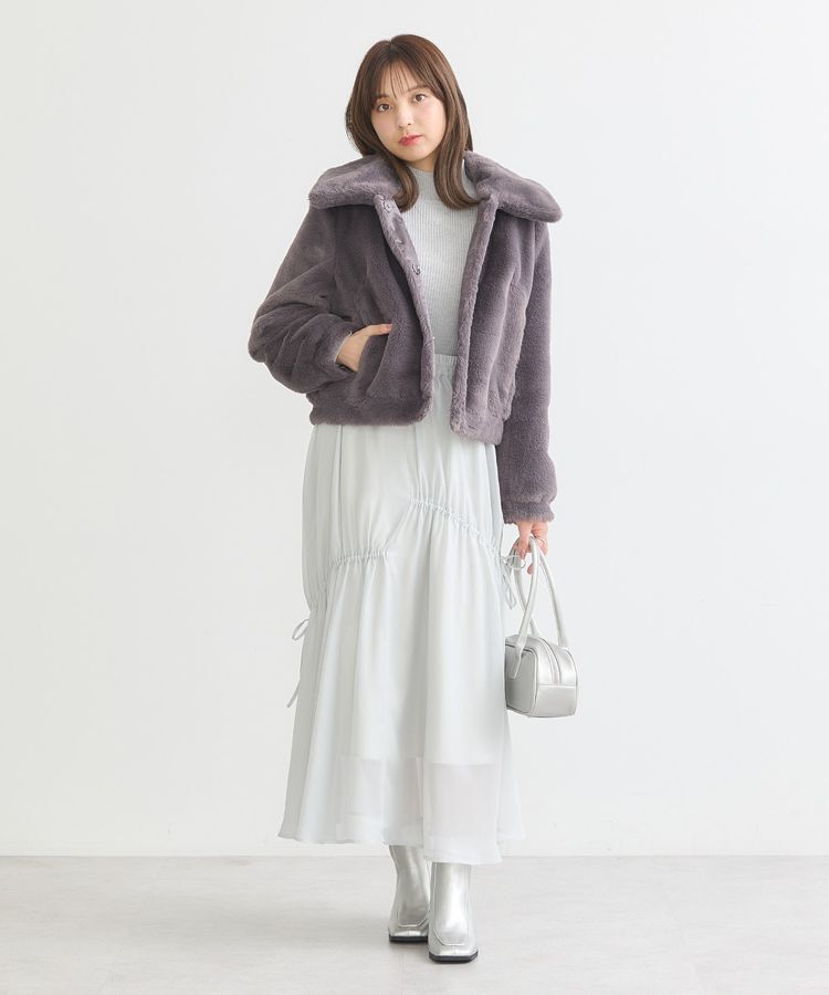 earth music&ecology「ファーショートコート」|ブルゾン・スタジャン|