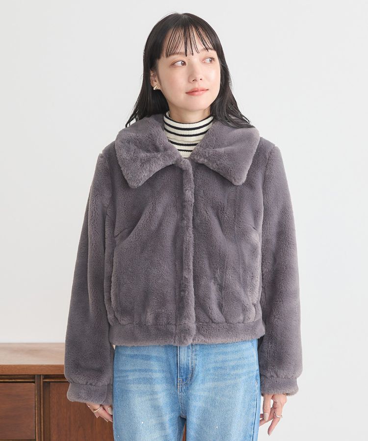 earth music&ecology「ファーショートコート」|ブルゾン・スタジャン|