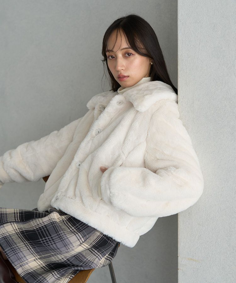 earth music&ecology「ファーショートコート」|ブルゾン・スタジャン|